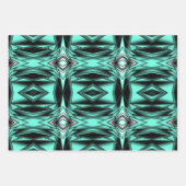 Zwart Wit Turquoise Ombre Moderne Abstracte kunst Inpakpapier Vel (Voorkant)