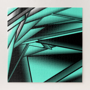Zwart Wit Turquoise Ombre Moderne Abstracte kunst Legpuzzel