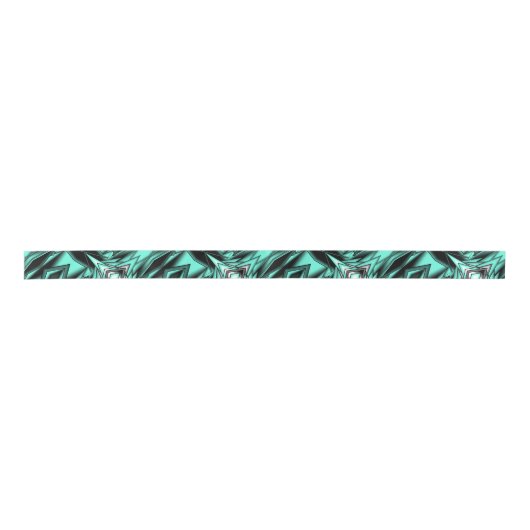 Zwart Wit Turquoise Ombre Moderne Abstracte kunst Lint (Voorkant)