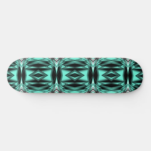 Zwart Wit Turquoise Ombre Moderne Abstracte kunst Skateboard (Horizontaal)