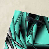 Zwart Wit Turquoise Ombre Moderne Abstracte kunst Strandlaken (In situ)