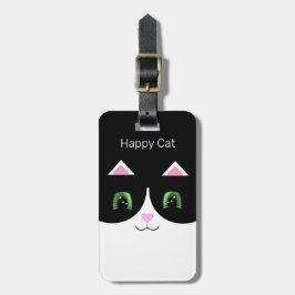Zwart-wit Tuxedo Cat Bagagelabel