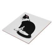 Zwart-wit Tuxedo Cat Custom Tegeltje (Zijkant)