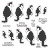 Zwart-wit Tuxedo Cat Lg Sticker Set (Voorkant)