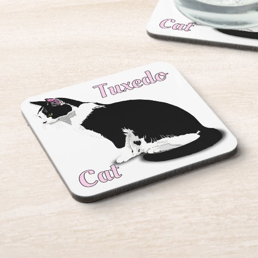 Zwart-wit Tuxedo Cat op maat Bier Onderzetter (Linkerzijde)