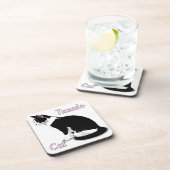 Zwart-wit Tuxedo Cat op maat Bier Onderzetter (Rechterzijde)