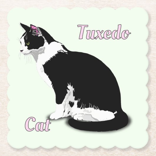 Zwart-wit Tuxedo Cat op maat Kartonnen Onderzetters (Voorkant)