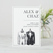 Zwart-wit Tuxedo De datum opslaan Save The Date (Staand voorkant)