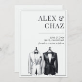 Zwart-wit Tuxedo De datum opslaan Save The Date (Voorkant / Achterkant)