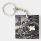 Zwart Wit Tuxedo Gargoyle QR code Sleutelhanger (Voorkant)