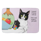 Zwart Wit Tuxedo Grappige Kat Badmat (Voorkant)