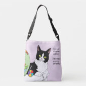 Zwart Wit Tuxedo Grappige Kat Crossbody Tas (Achterkant)