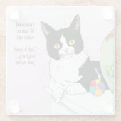 Zwart Wit Tuxedo Grappige Kat Glazen Onderzetter (Achterkant)