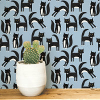 Zwart-wit Tuxedo Kat Blauw Kunst