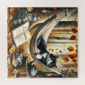 Zwart-wit Tuxedo Kat Dromen van Avontuur Legpuzzel (Horizontaal)