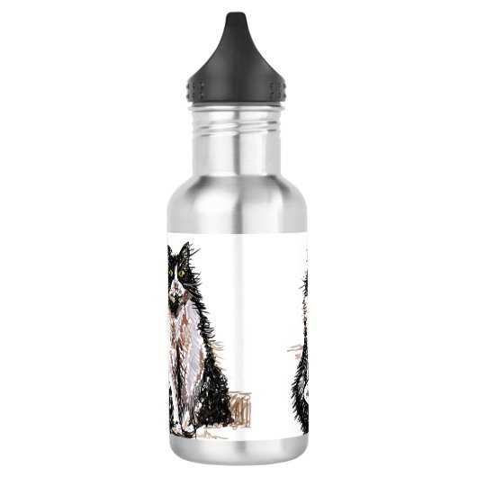 Zwart-wit Tuxedo Kat Katten Waterfles Waterfles (Links)