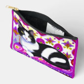Zwart-wit Tuxedo Kat op een Kussen Etui (Open)