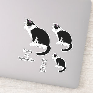 Zwart-wit Tuxedo Katten Sticker Set