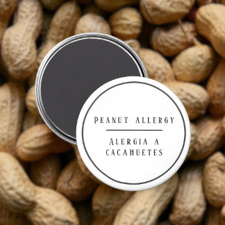 Zwart-wit Tweetalig pinda-allergie Alert Magneet