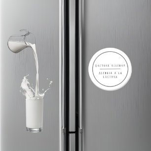 Zwart & Wit Tweetalige Lactose Allergie Spaans Magneet