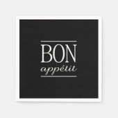 Zwart-wit typografie BON APPETIT Servetten (Voorkant)