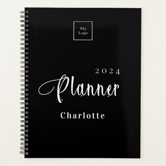 Zwart wit typografie business logo 2026 planner (Voorkant)