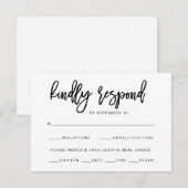 Zwart-Wit Typografie | Maaltijdkeuze RSVP (Voorkant / Achterkant)