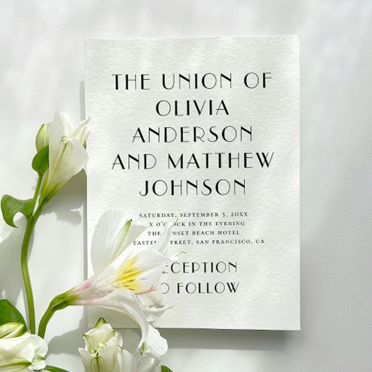 Zwart-wit typografie minimalistische bruiloft kaart