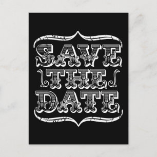 zwart-wit typografie Save the Date Aankondigingskaart