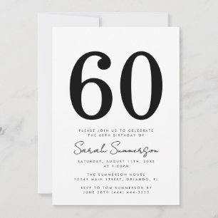 Zwart Wit Typografie Zestig 60ste Verjaardagsfeest Kaart
