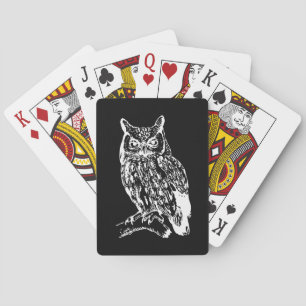 Zwart-Wit Uil Kunst Pokerkaarten