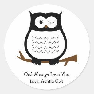 Zwart-wit Uil Sticker