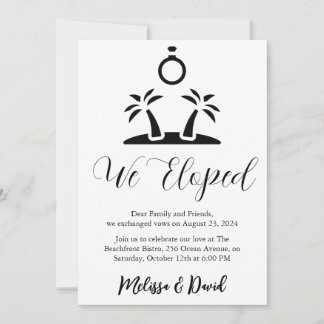 Zwart-wit uitnodiging voor elopement receptie