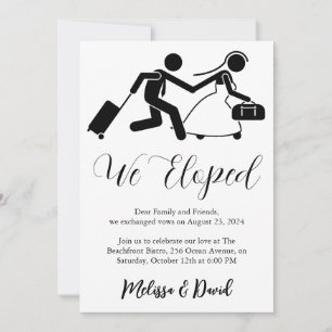 Zwart-wit uitnodiging voor elopement receptie