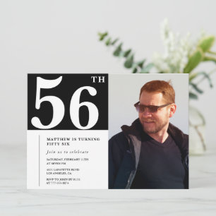 Zwart-wit uitnodigingen foto voor 56ste verjaardag