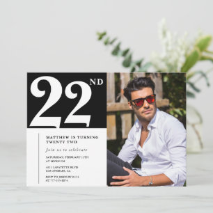 Zwart-wit uitnodigingen voor 22ste verjaardag