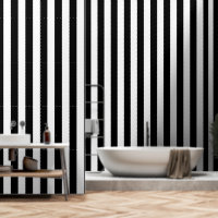 Zwart-wit ultra brede 4 inch streep