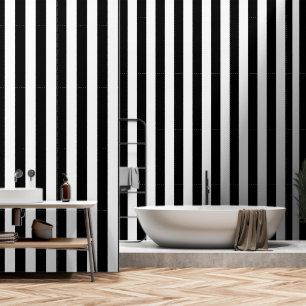 Zwart-wit ultra brede 4 inch streep behang