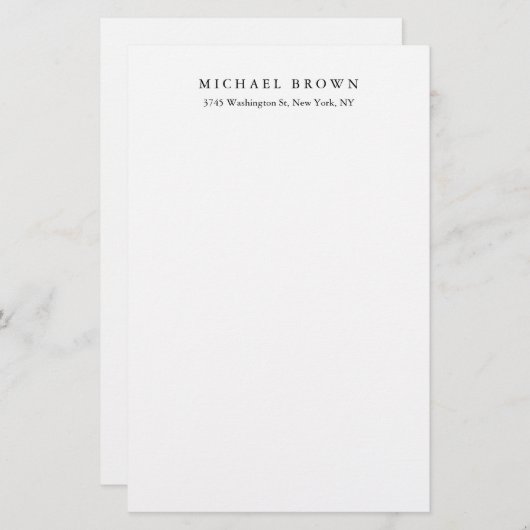 Zwart-wit Uniek Klassiek Elegant Gewoon Laagzand Briefpapier (Voorkant / Achterkant)