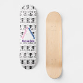 Zwart-wit unieke aangepaste naam muur kunstwerk skateboard (Voorkant)