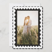 Zwart-wit unieke foto bruiloft save the date (Achterkant)