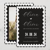 Zwart-wit unieke foto bruiloft save the date (Voorkant / Achterkant)