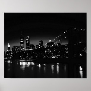 Zwart & Wit Unieke New York Night Poster Print