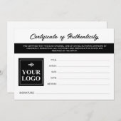 Zwart wit uw echtheidscertificaat voor Logo (Voorkant / Achterkant)