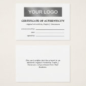 Zwart wit uw echtheidscertificaat voor Logo Visitekaartje (Voorkant /achterkant)