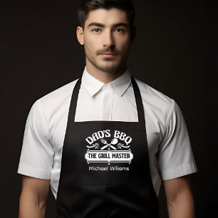 Zwart-wit vader gepersonaliseerde BBQ vader Schort