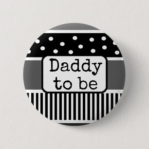 Zwart-wit vader om Baby shower Button te zijn