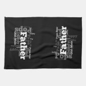 Zwart-wit Vader Word Collage Theedoek (Horizontaal)