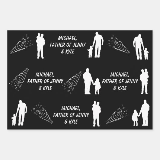 Zwart-wit Vaderdag Inpakpapier Vel (Voorkant 3)