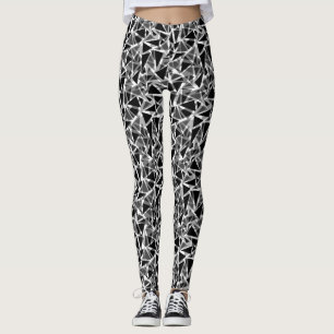 Zwart-wit veelhoekig patroon leggings